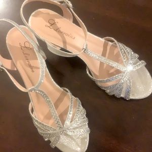 L Lorraine wedges glitter and rhinestones size 8M